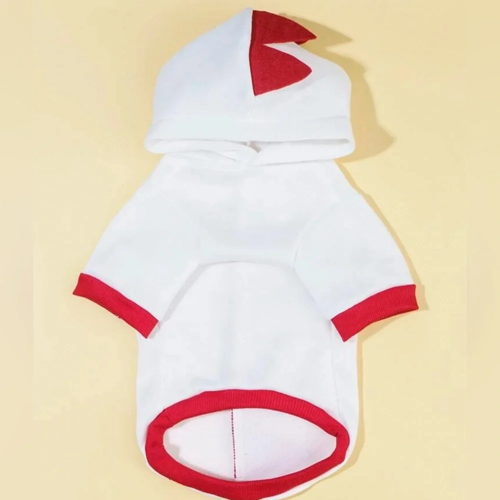 Dinosaur Pet Hoodie - Red and White